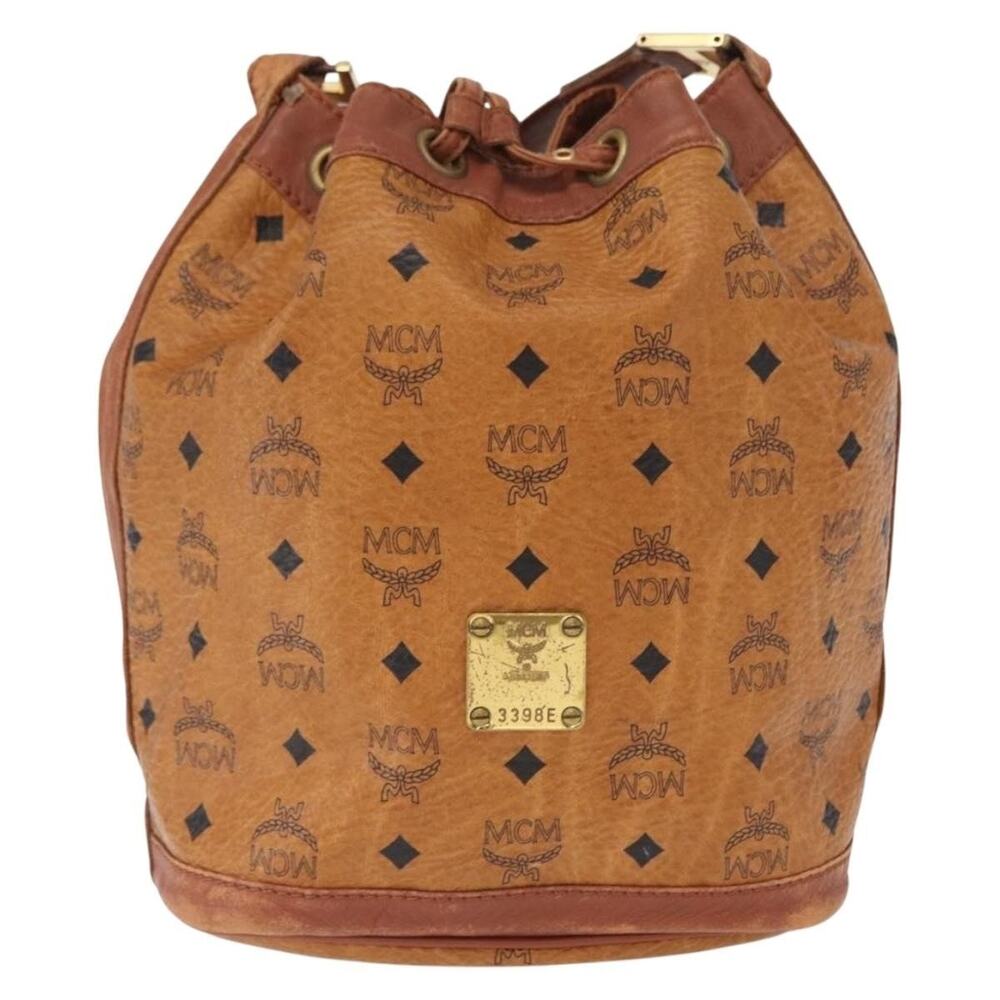 MCM Logogram Visetos Shoulder Bag Brown